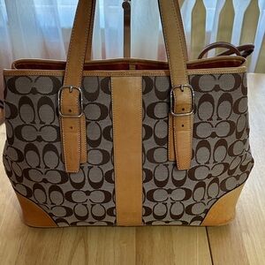Coach 1992 Signature Beautiful Brown and Tan Designer Bag